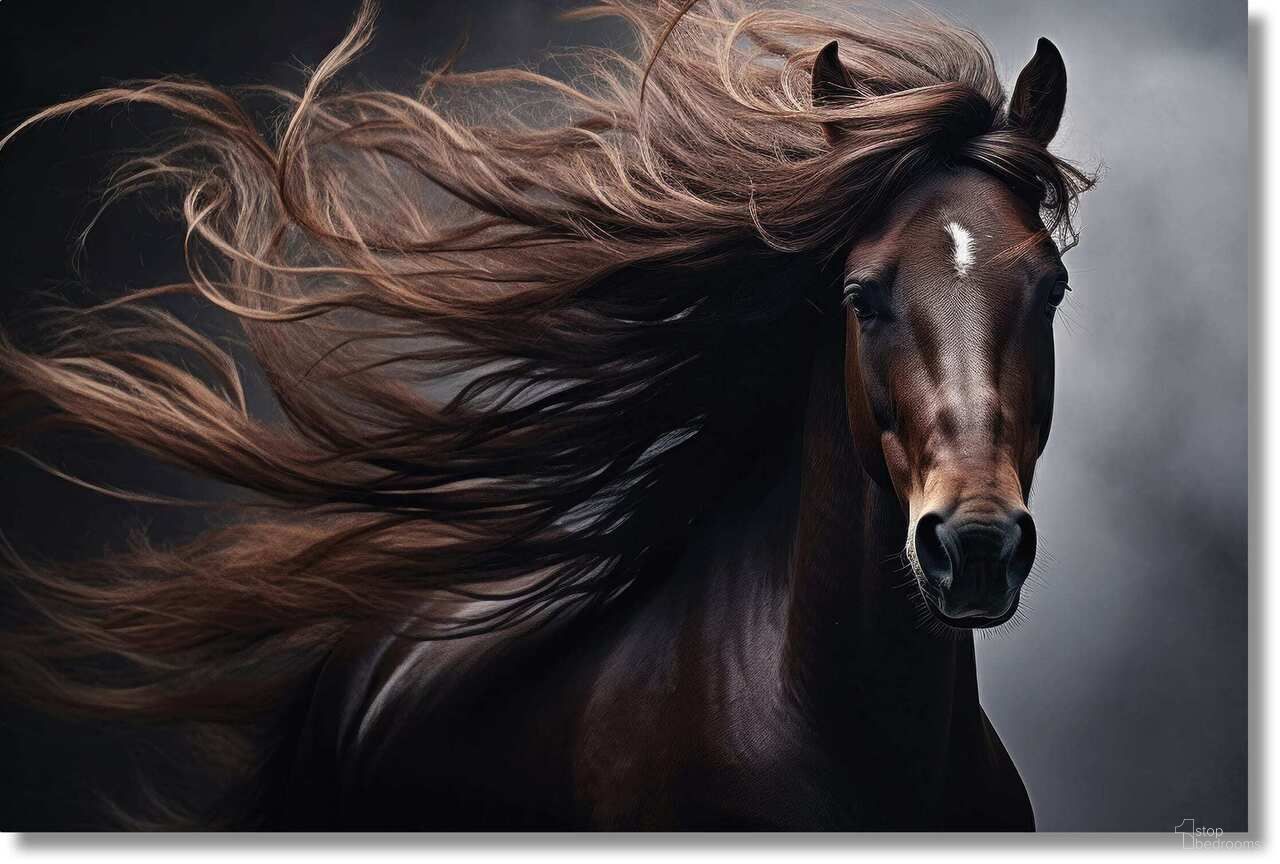 Untamed Dynamic Horse Portrait Frameless Tempered Glass Wall Art In Multi