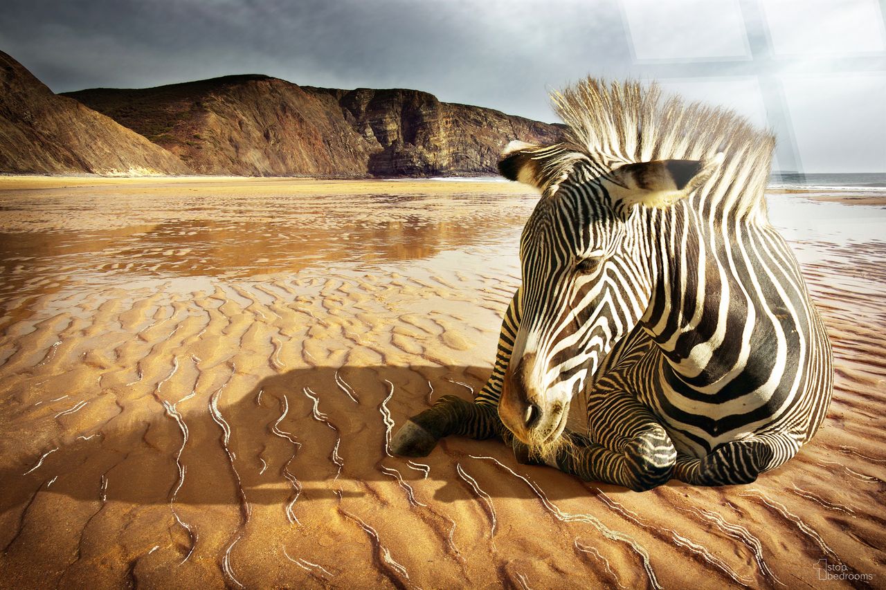 Untamed Striped Respite - 40" x 60" - Tempered Glass with Foil In Black and Tan