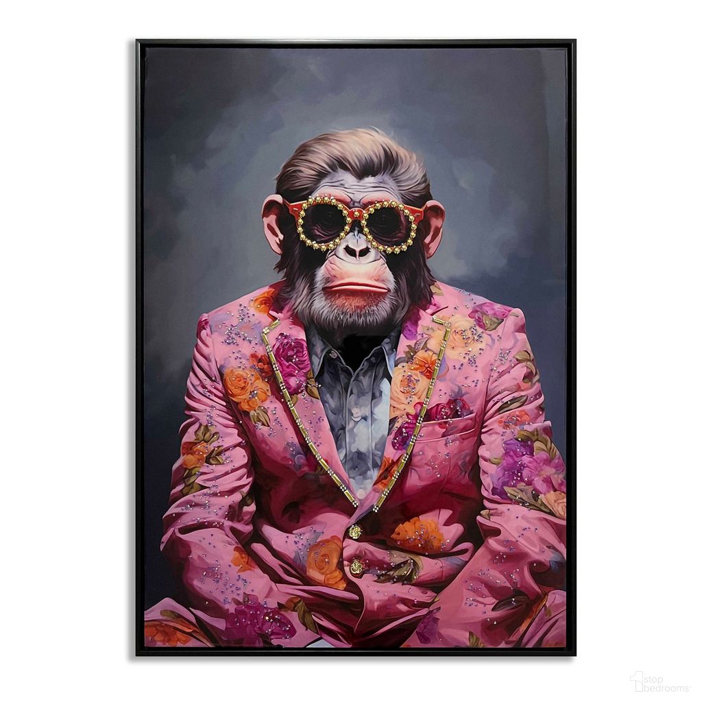 Untamed Suit Chimp Canvas Wall Art In Pink