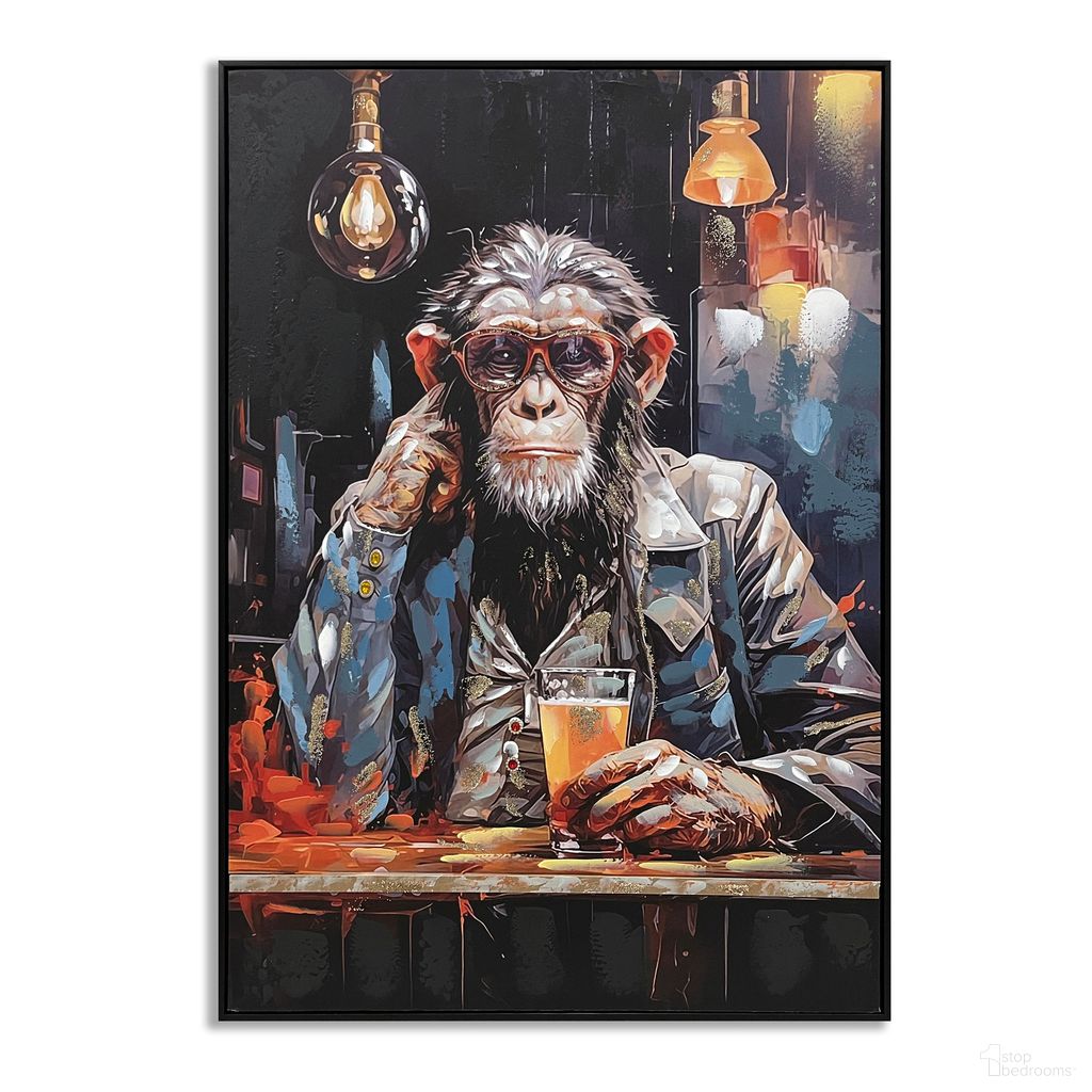 Untamed Whimsical Chimp Cocktail Canvas Wall Art In Multi