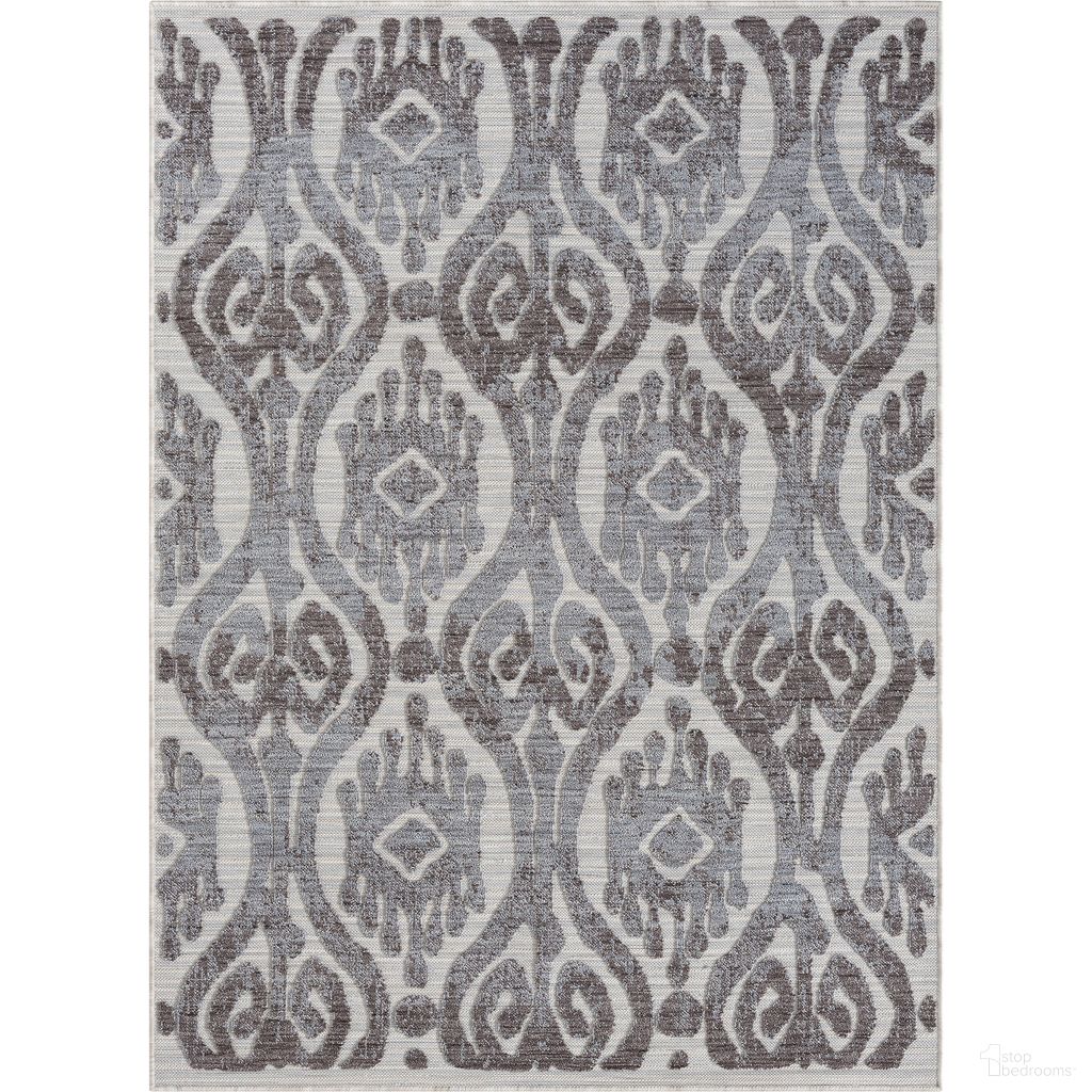 Untra Moroccan Damask Power-Loomed Indoor/Outdoor Area Rug In Blue and Gray