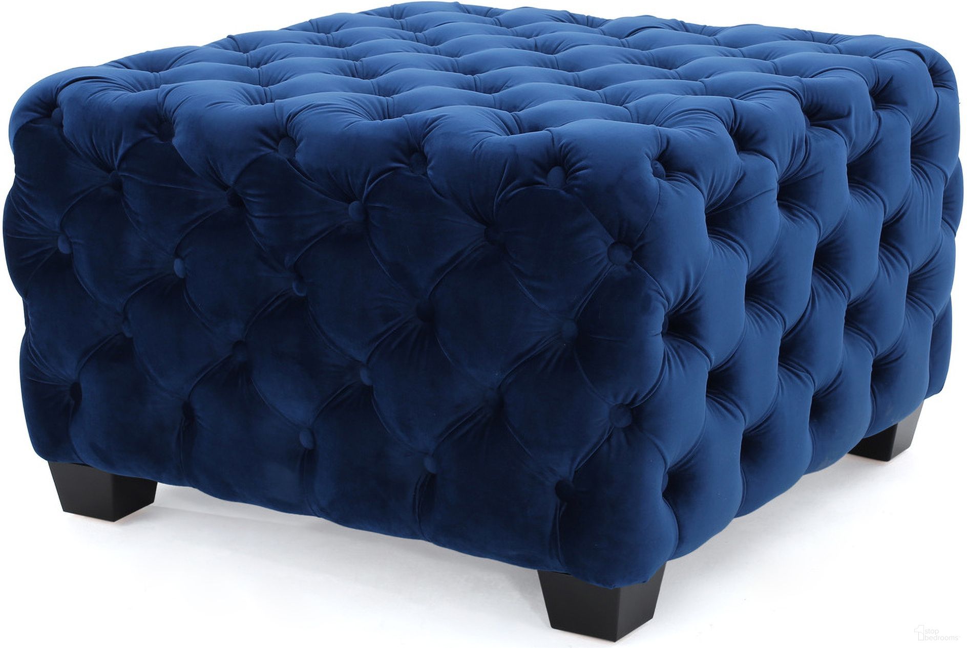 The appearance of Unwind Upholstered Square Ottoman with Button Tufted Diamond Stitch In Navy Blue designed by Noble House in the modern / contemporary interior design. This navy blue piece of furniture was selected by 1StopBedrooms from Unwind Collection to add a touch of cosiness and style into your home. Sku: 58948.00NBL. Material: Velvet.