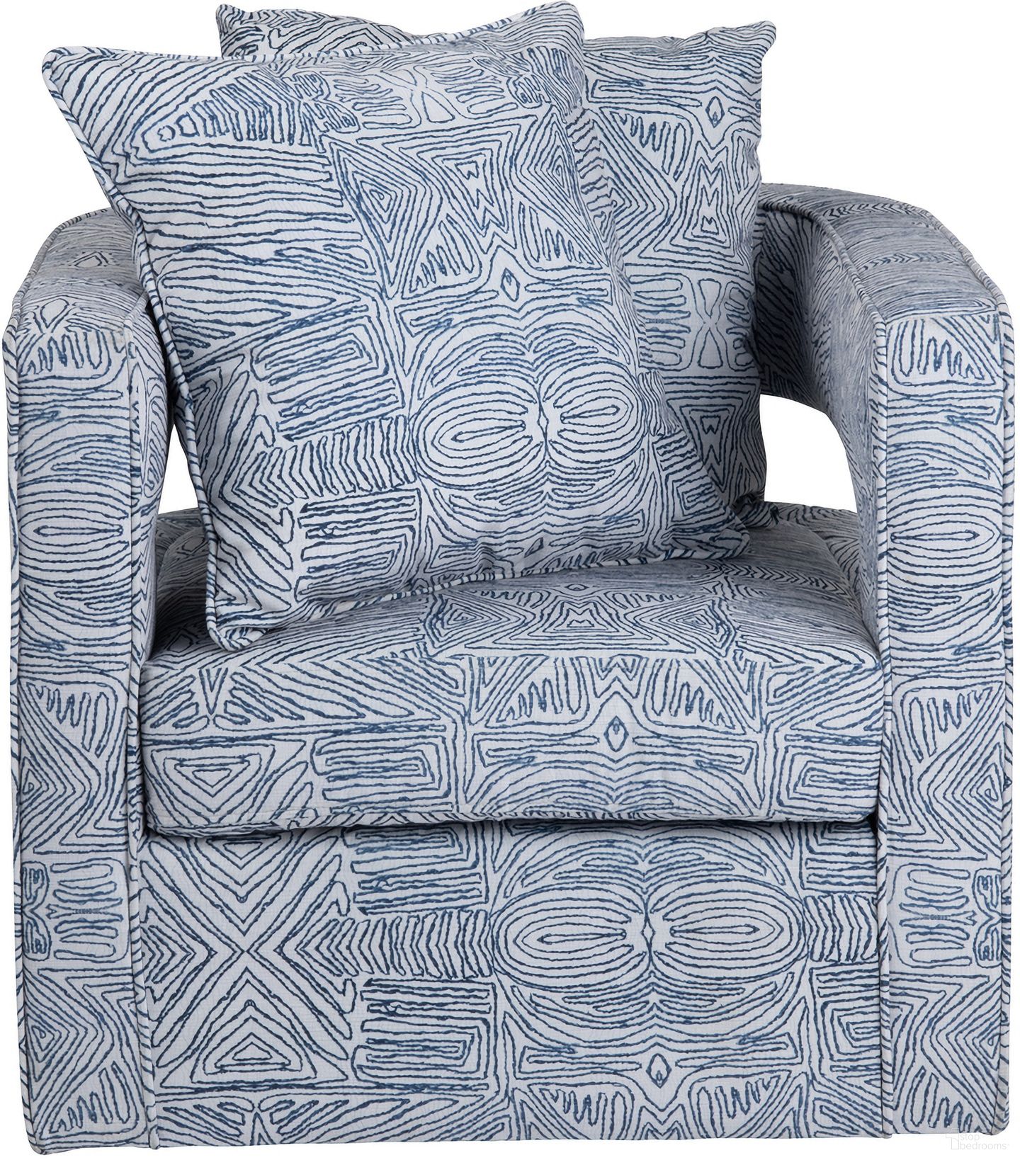 The appearance of Upholstered Accent Chair In Blue and White designed by Crestview Collection in the modern / contemporary interior design. This blue/white piece of furniture was selected by 1StopBedrooms from to add a touch of cosiness and style into your home. Sku: CVFZR6155. Material: Polyester.