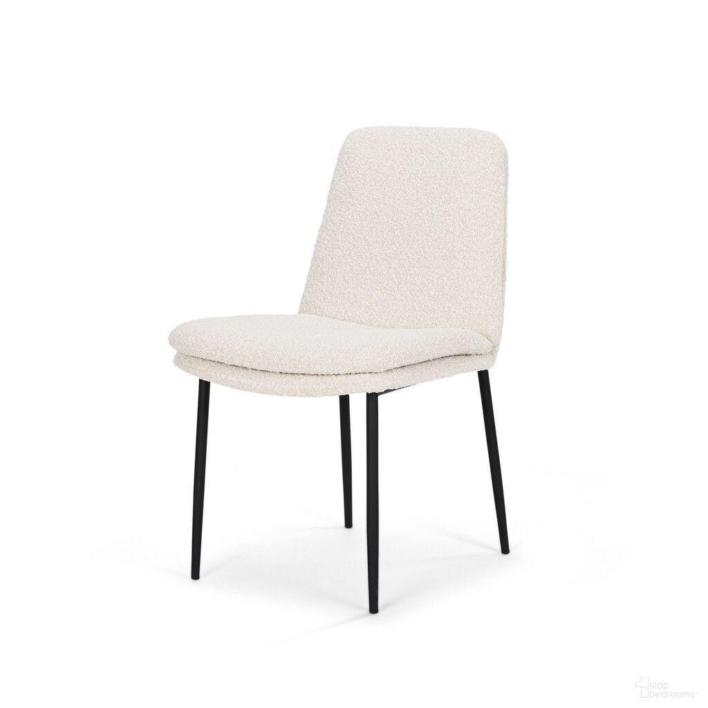 The appearance of Upholstered Boucle and Metal Dining Side Chair In Cream and Black designed by Homeroots in the modern / contemporary interior design. This cream and black piece of furniture was selected by 1StopBedrooms from to add a touch of cosiness and style into your home. Sku: 605885. Material: Boucle. Chair Type: Side Chair.