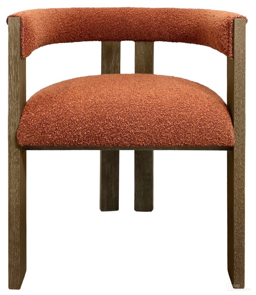 The appearance of Upholstered Boucle Open Back Dining Arm Chair In Burnt Orange and Brown designed by Homeroots in the modern / contemporary interior design. This burnt orange and brown piece of furniture was selected by 1StopBedrooms from to add a touch of cosiness and style into your home. Sku: 555322. Chair Type: Arm Chair. Material: Boucle.