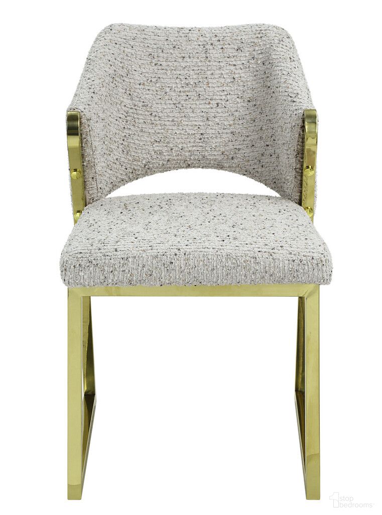 The appearance of Upholstered Boucle Wing Back Dining Side Chair In Gold and Beige designed by Homeroots in the modern / contemporary interior design. This gold and beige piece of furniture  was selected by 1StopBedrooms from  to add a touch of cosiness and style into your home. Sku: 573341. Material: Boucle. Chair Type: Side Chair.