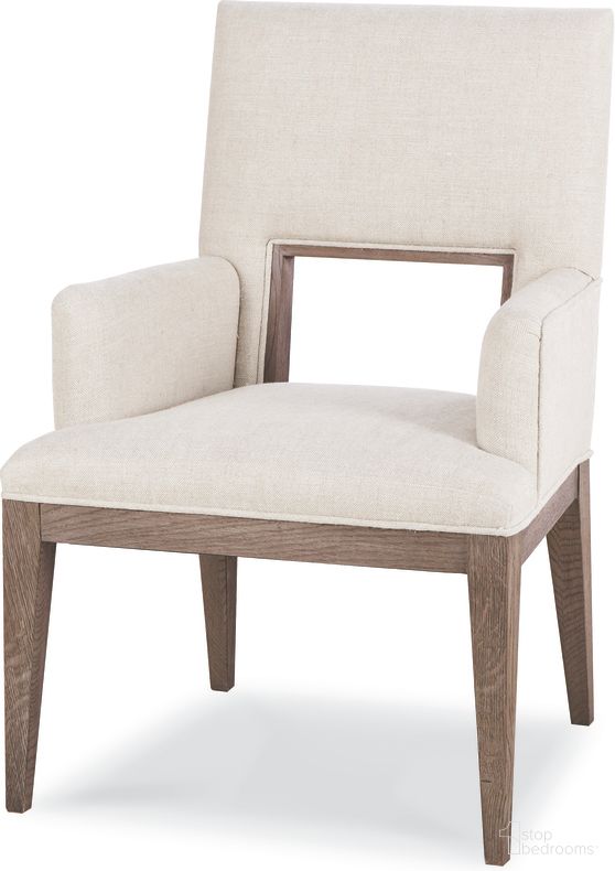 The appearance of Upholstered Dining Arm Chair In Timber Grey designed by Century Furniture in the transitional interior design. This timber grey piece of furniture  was selected by 1StopBedrooms from Casa Bella Collection to add a touch of cosiness and style into your home. Sku: C5H-532. Chair Type: Arm Chair. Material: Solid Oak.