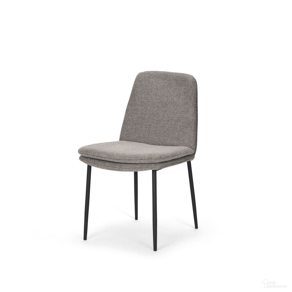 Upholstered Fabric and Metal Dining Side Chair In Gray and Black