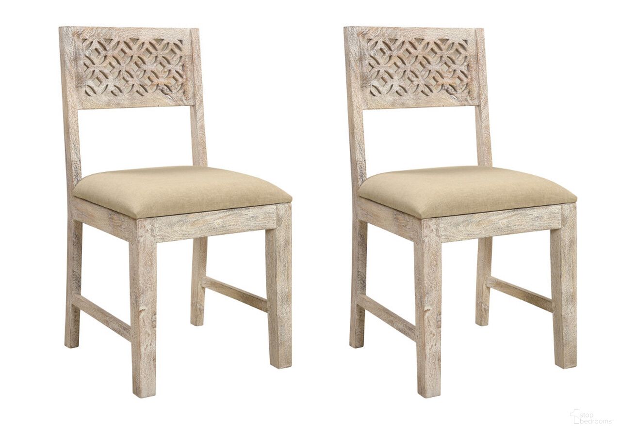 The appearance of Upholstered Fabric Carved Back Dining Side Chairs Set of 2 In White and Brown designed by Homeroots in the traditional interior design. This white and brown piece of furniture was selected by 1StopBedrooms from to add a touch of cosiness and style into your home. Sku: 522060. Material: Fabric. Chair Type: Side Chair.