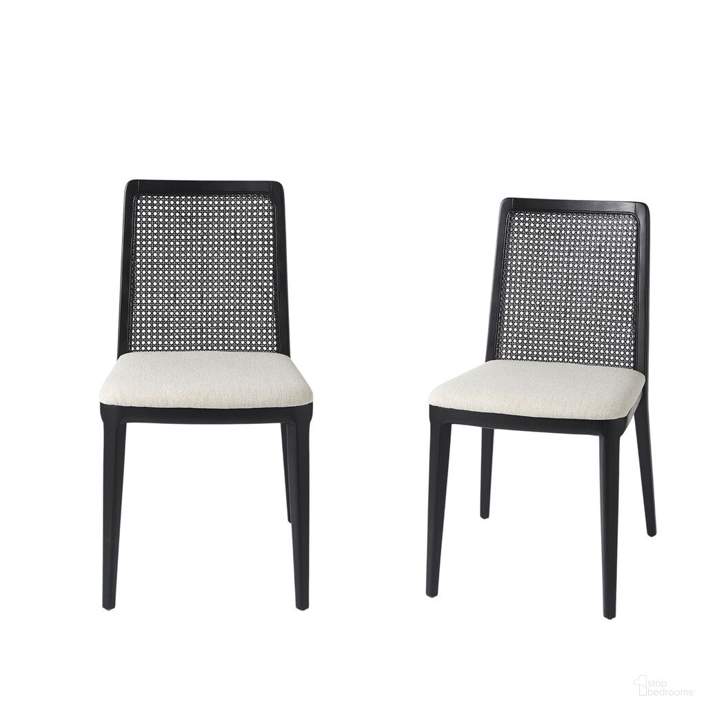 Upholstered Fabric Cross Back Dining Side Chairs Set of 2 In Black