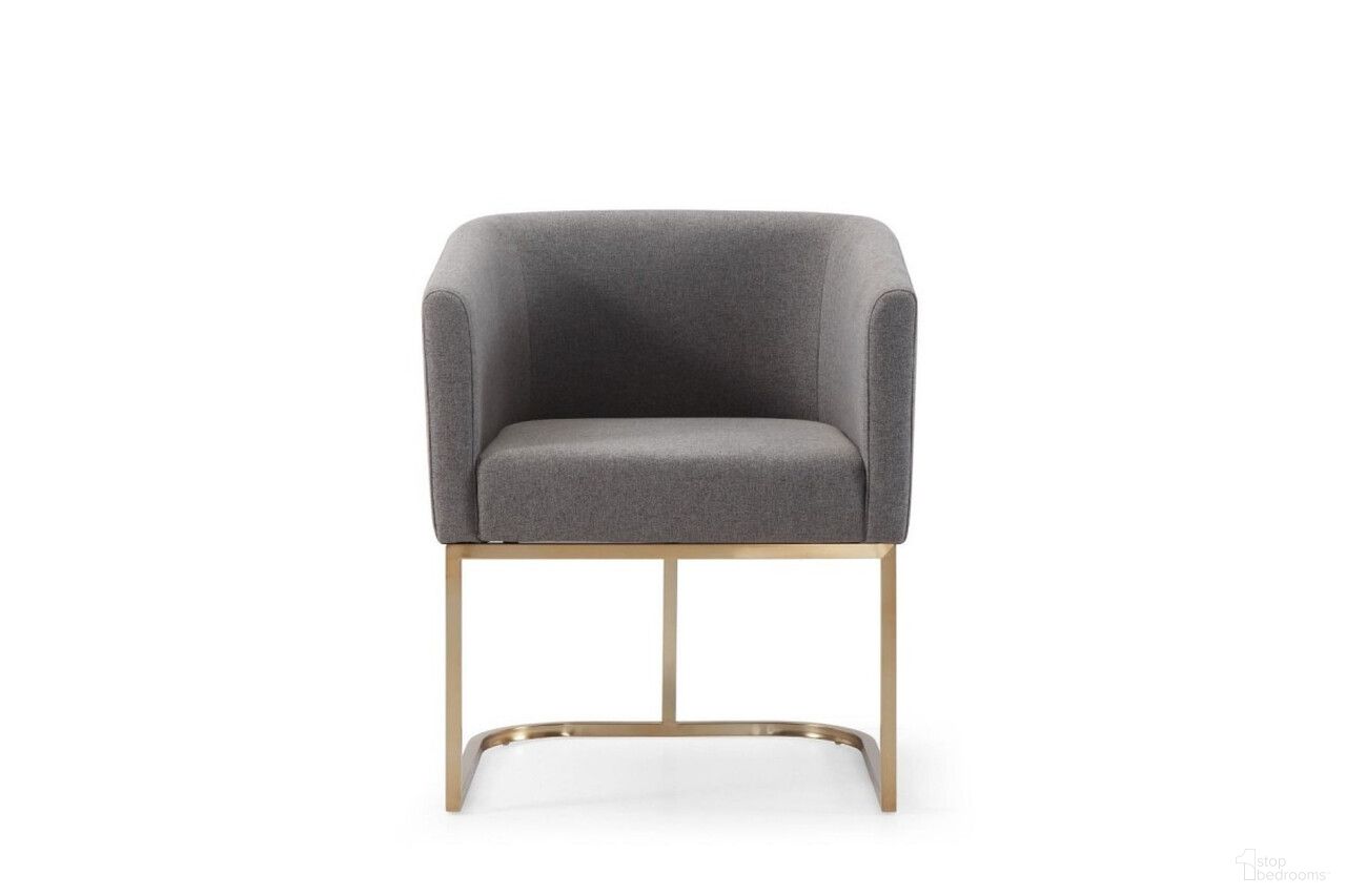 The appearance of Upholstered Fabric Dining Arm Chair In Dark Gray and Antique Brass designed by Homeroots in the modern / contemporary interior design. This dark gray and antique brass piece of furniture  was selected by 1StopBedrooms from  to add a touch of cosiness and style into your home. Sku: 487978. Material: Fabric. Chair Type: Arm Chair.