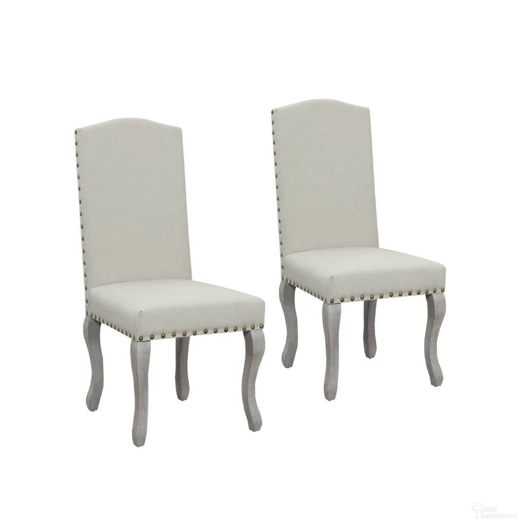 Upholstered Fabric Dining Parsons Chairs Set of 2 In Beige and Gray