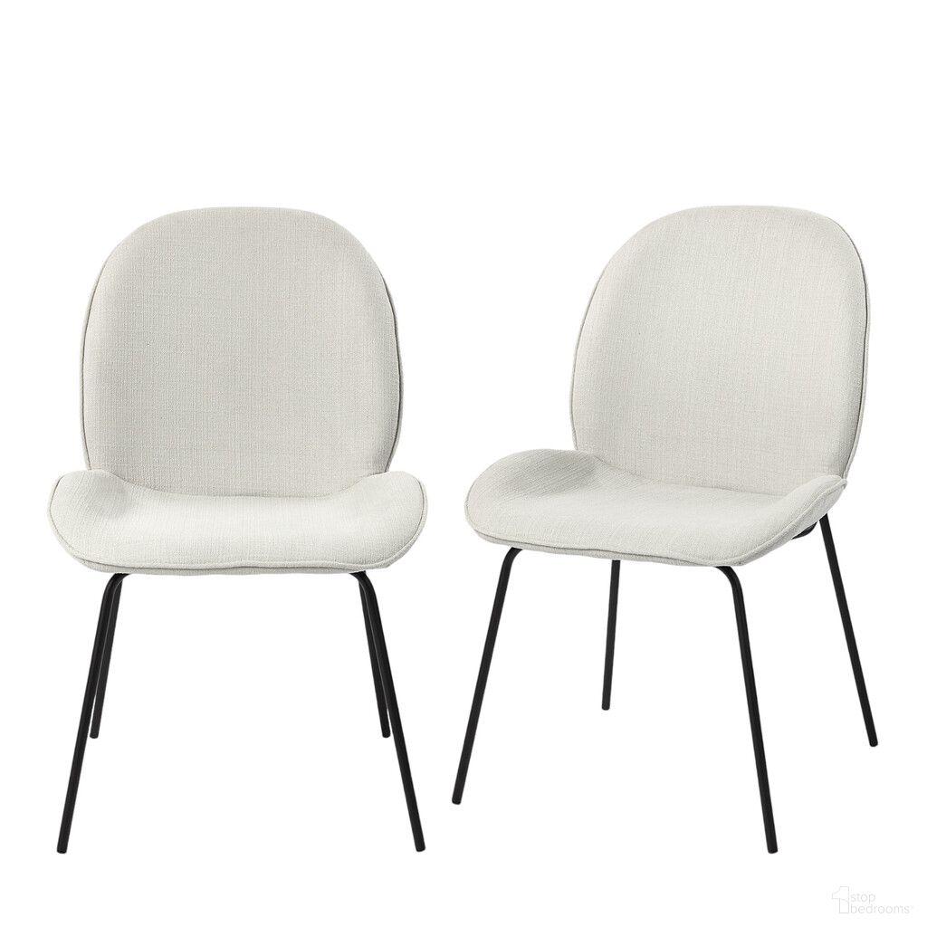 The appearance of Upholstered Fabric Dining Side Chairs Set of 2 In White and Black designed by Homeroots in the modern / contemporary interior design. This white and black piece of furniture  was selected by 1StopBedrooms from  to add a touch of cosiness and style into your home. Sku: 397471. Material: Fabric. Chair Type: Side Chair.