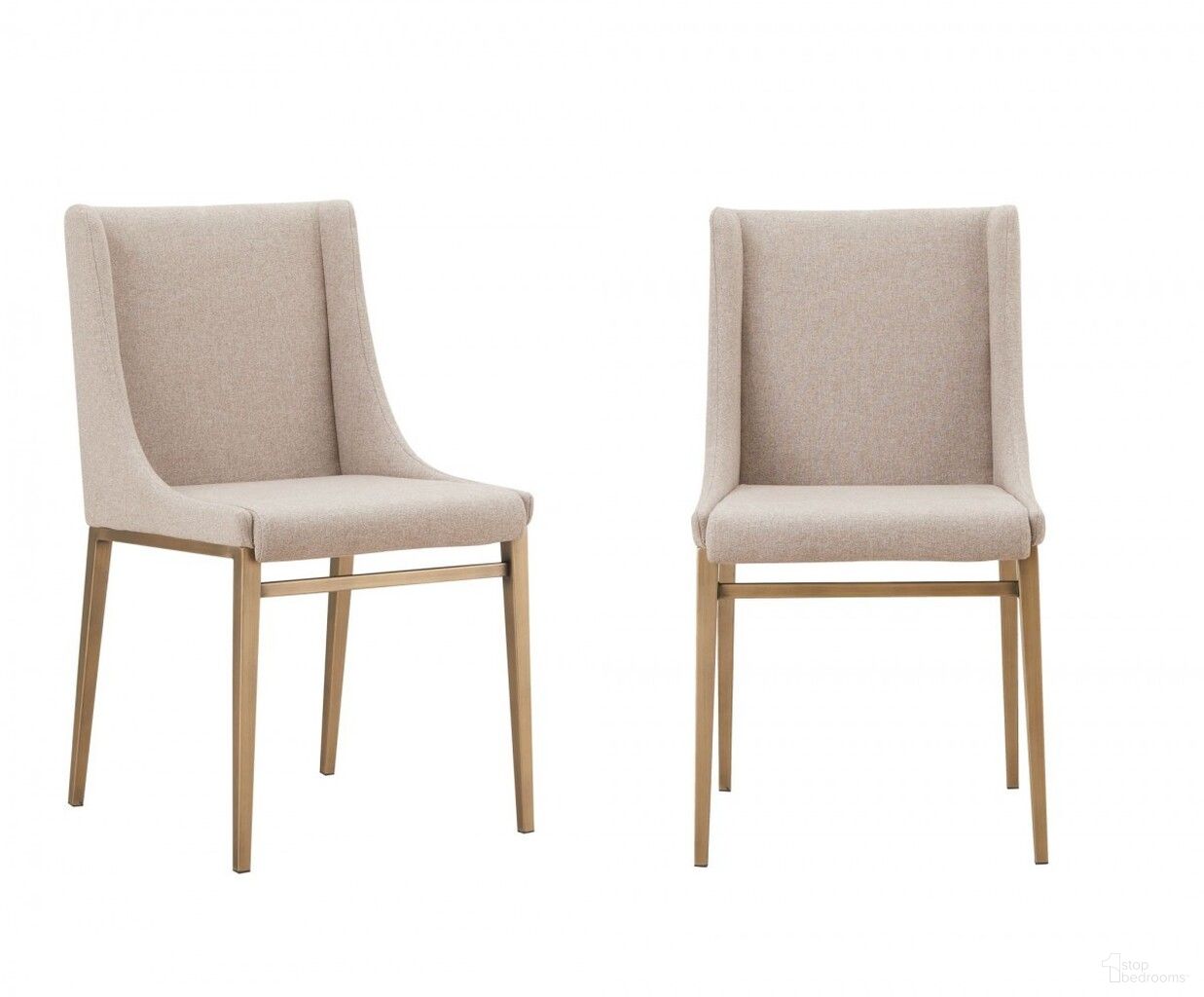 The appearance of Upholstered Fabric Wing Back Dining Side Chairs Set of 2 In Beige and Antique Brass designed by Homeroots in the traditional interior design. This beige and antique brass piece of furniture was selected by 1StopBedrooms from to add a touch of cosiness and style into your home. Sku: 472258. Material: Fabric. Chair Type: Side Chair.