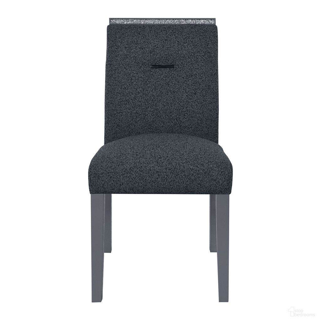 The appearance of Upholstered Fabric with Faux Crystal Bling Dining Side Chair In Dark Gray designed by Homeroots in the modern / contemporary interior design. This dark gray piece of furniture  was selected by 1StopBedrooms from  to add a touch of cosiness and style into your home. Sku: 564887. Material: Fabric. Chair Type: Side Chair.