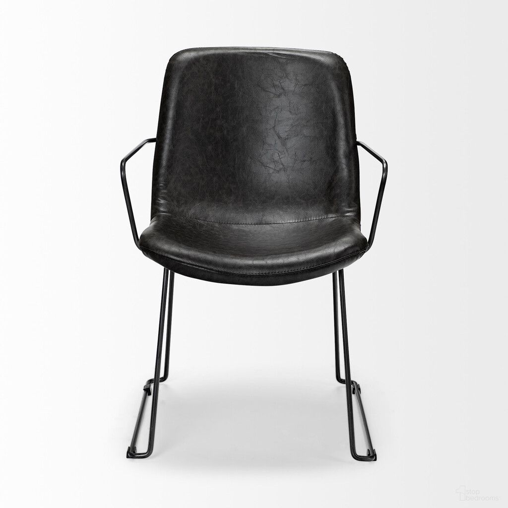 The appearance of Upholstered Faux Leather Dining Arm Chair In Black designed by Homeroots in the modern / contemporary interior design. This black piece of furniture was selected by 1StopBedrooms from to add a touch of cosiness and style into your home. Sku: 380412. Material: Faux Leather. Chair Type: Arm Chair.