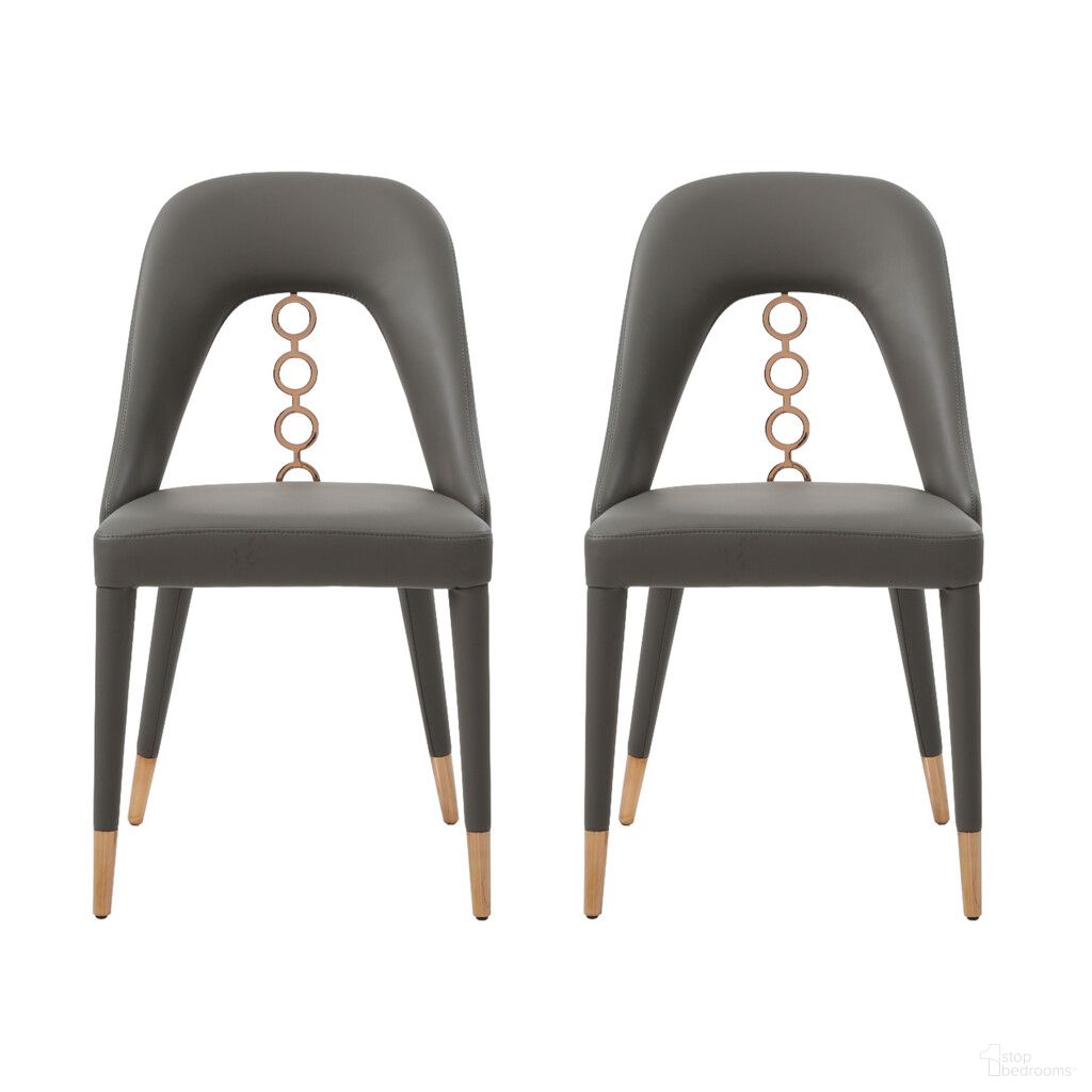 Upholstered Faux Leather Dining Side Chairs Set of 2 In Gray