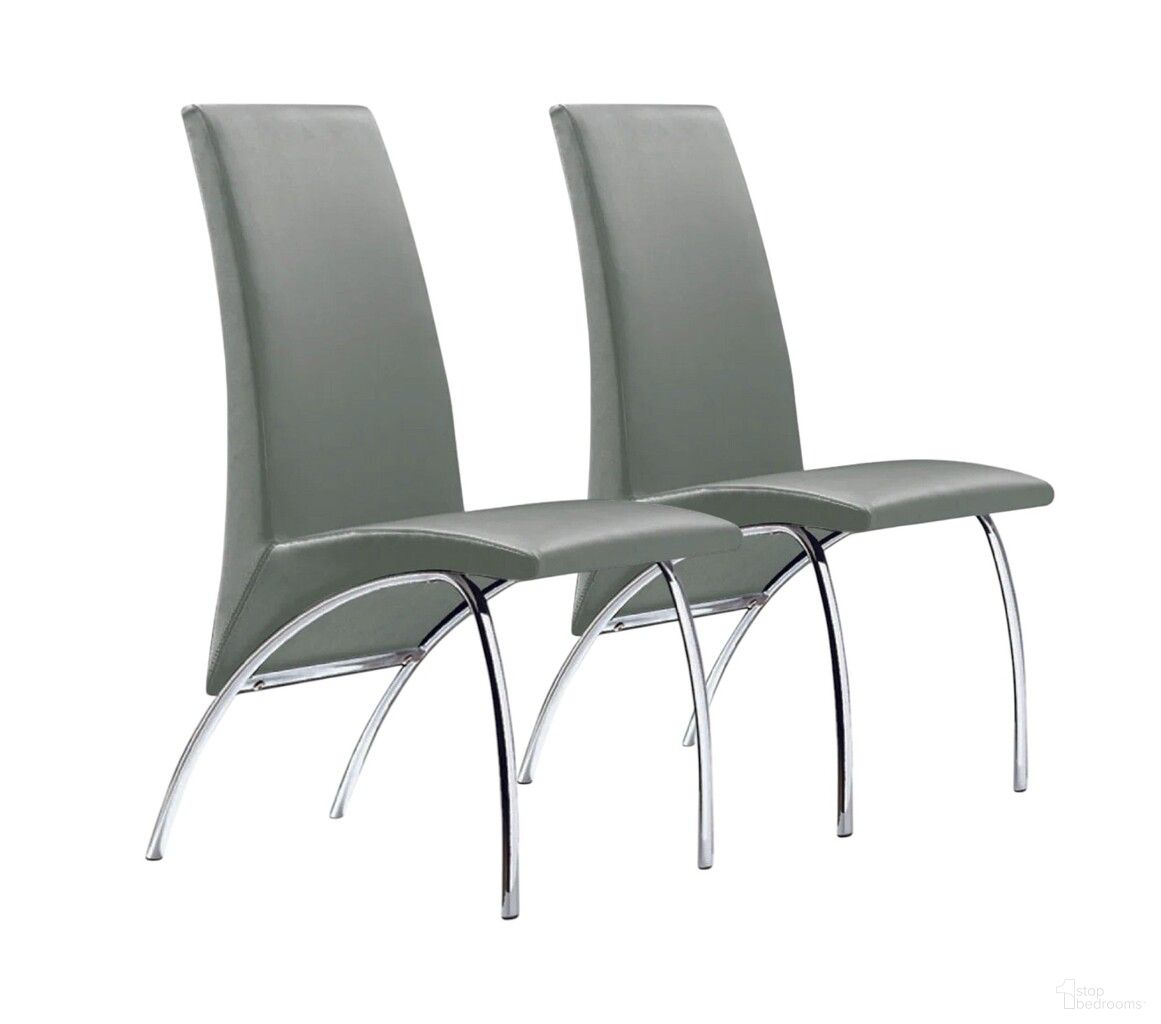 The appearance of Upholstered Faux Leather Dining Side Chairs Set of 2 In Grey and Silver designed by Homeroots in the modern / contemporary interior design. This grey and silver piece of furniture was selected by 1StopBedrooms from to add a touch of cosiness and style into your home. Sku: 553877. Material: Faux Leather. Chair Type: Side Chair.