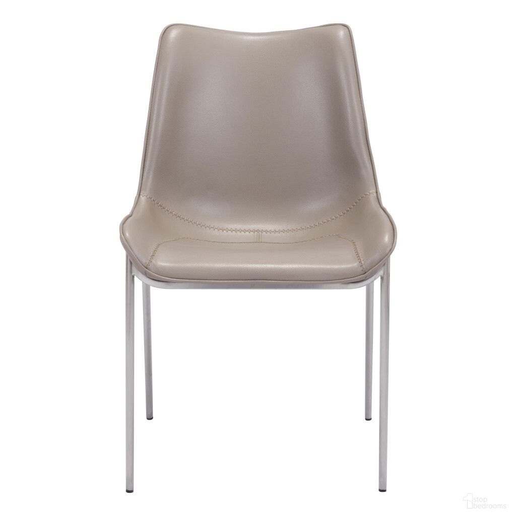 Upholstered Faux Leather Dining Side Chairs Set of 2 In Grey and Silver
