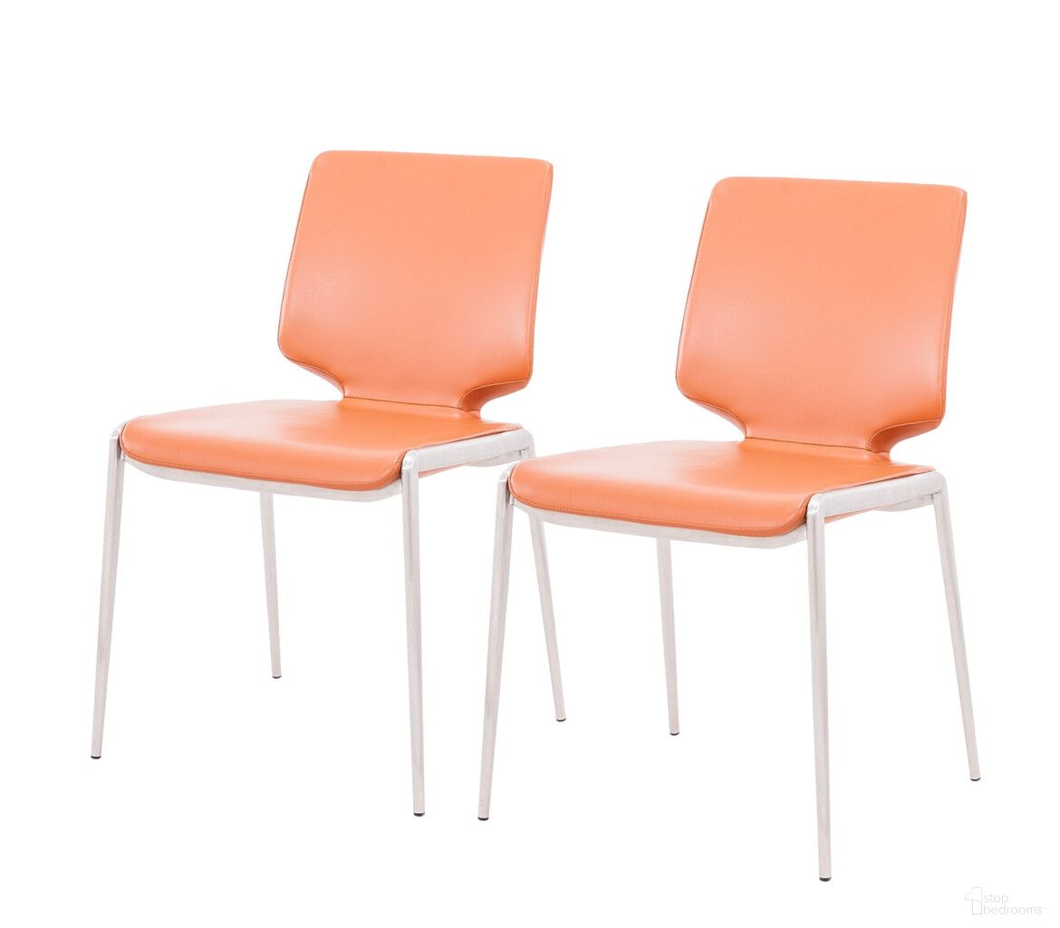 The appearance of Upholstered Faux Leather Dining Side Chairs Set of 2 In Terra Cotta and Silver designed by Homeroots in the modern / contemporary interior design. This terra cotta and silver piece of furniture was selected by 1StopBedrooms from to add a touch of cosiness and style into your home. Sku: 487981. Material: Faux Leather. Chair Type: Side Chair.