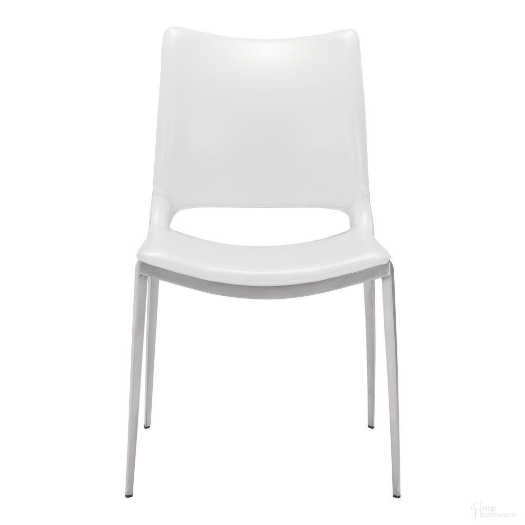 The appearance of Upholstered Faux Leather Dining Side Chairs Set of 2 In White and Silver designed by Homeroots in the modern / contemporary interior design. This white and silver piece of furniture was selected by 1StopBedrooms from to add a touch of cosiness and style into your home. Sku: 389840. Material: Faux Leather. Chair Type: Side Chair.