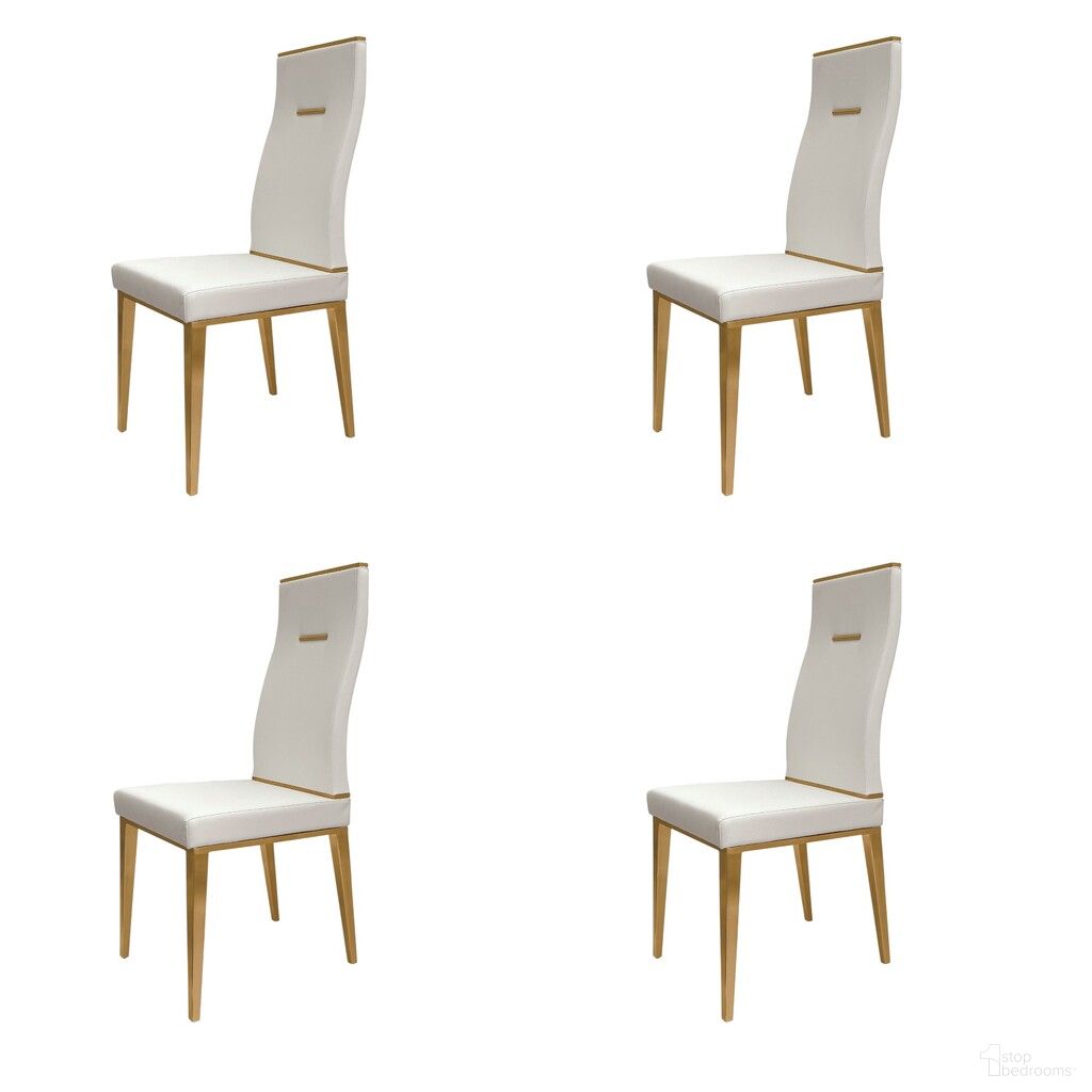 The appearance of Upholstered Faux Leather Dining Side Chairs Set of 4 In White and Gold designed by Homeroots in the modern / contemporary interior design. This white and gold piece of furniture was selected by 1StopBedrooms from to add a touch of cosiness and style into your home. Sku: 553994. Material: Faux Leather. Chair Type: Side Chair.