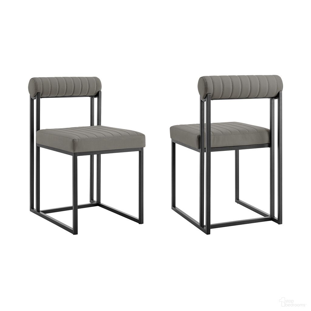 The appearance of Upholstered Faux Leather Open Back Dining Side Chairs Set of 2 In Gray and Black designed by Homeroots in the modern / contemporary interior design. This gray and black piece of furniture was selected by 1StopBedrooms from to add a touch of cosiness and style into your home. Sku: 569416. Material: Faux Leather. Chair Type: Side Chair.