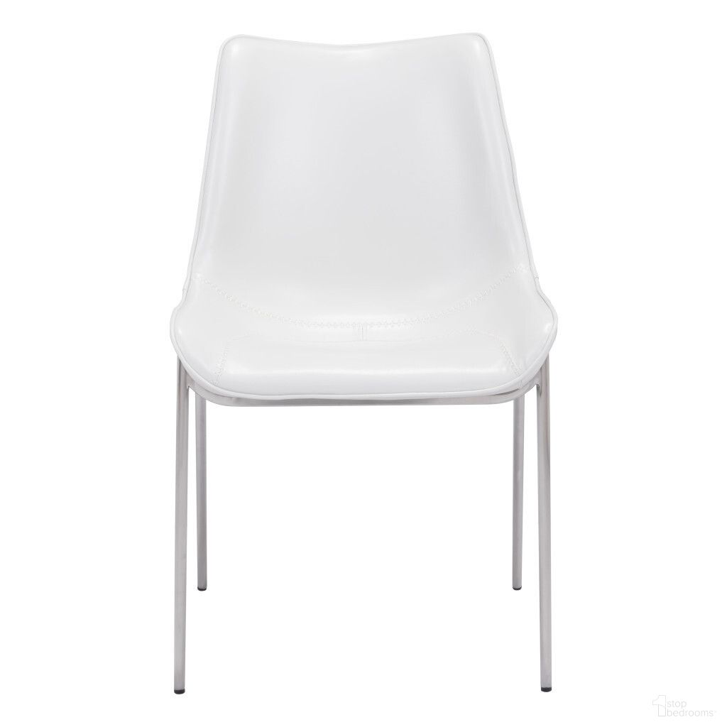 The appearance of Upholstered Faux Leather Open Back Dining Side Chairs Set of 2 In White and Silver designed by Homeroots in the modern / contemporary interior design. This white and silver piece of furniture was selected by 1StopBedrooms from to add a touch of cosiness and style into your home. Sku: 389845. Material: Faux Leather. Chair Type: Side Chair.