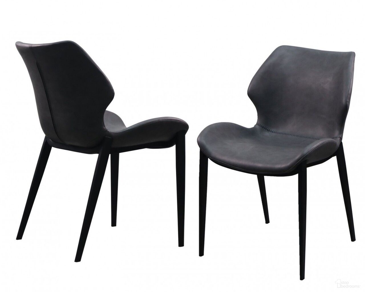 The appearance of Upholstered Faux Leather Wing Back Dining Side Chairs Set of 2 In Gray and Black designed by Homeroots in the modern / contemporary interior design. This gray and black piece of furniture  was selected by 1StopBedrooms from  to add a touch of cosiness and style into your home. Sku: 472256. Material: Faux Leather. Chair Type: Side Chair.