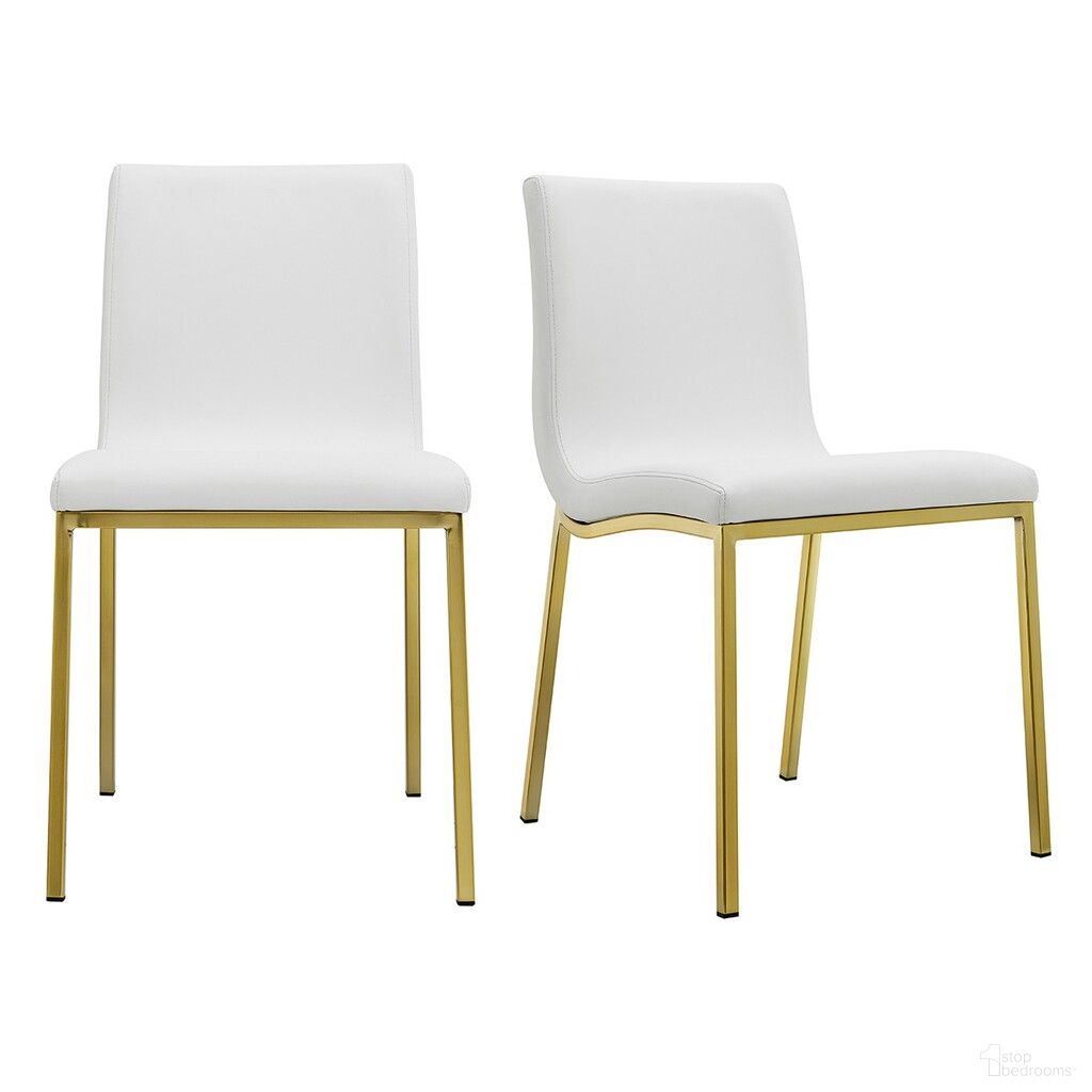 The appearance of Upholstered Leather Dining Side Chairs Set of 2 In White and Gold designed by Homeroots in the modern / contemporary interior design. This white and gold piece of furniture  was selected by 1StopBedrooms from  to add a touch of cosiness and style into your home. Sku: 400710. Material: Genuine Leather. Chair Type: Side Chair.