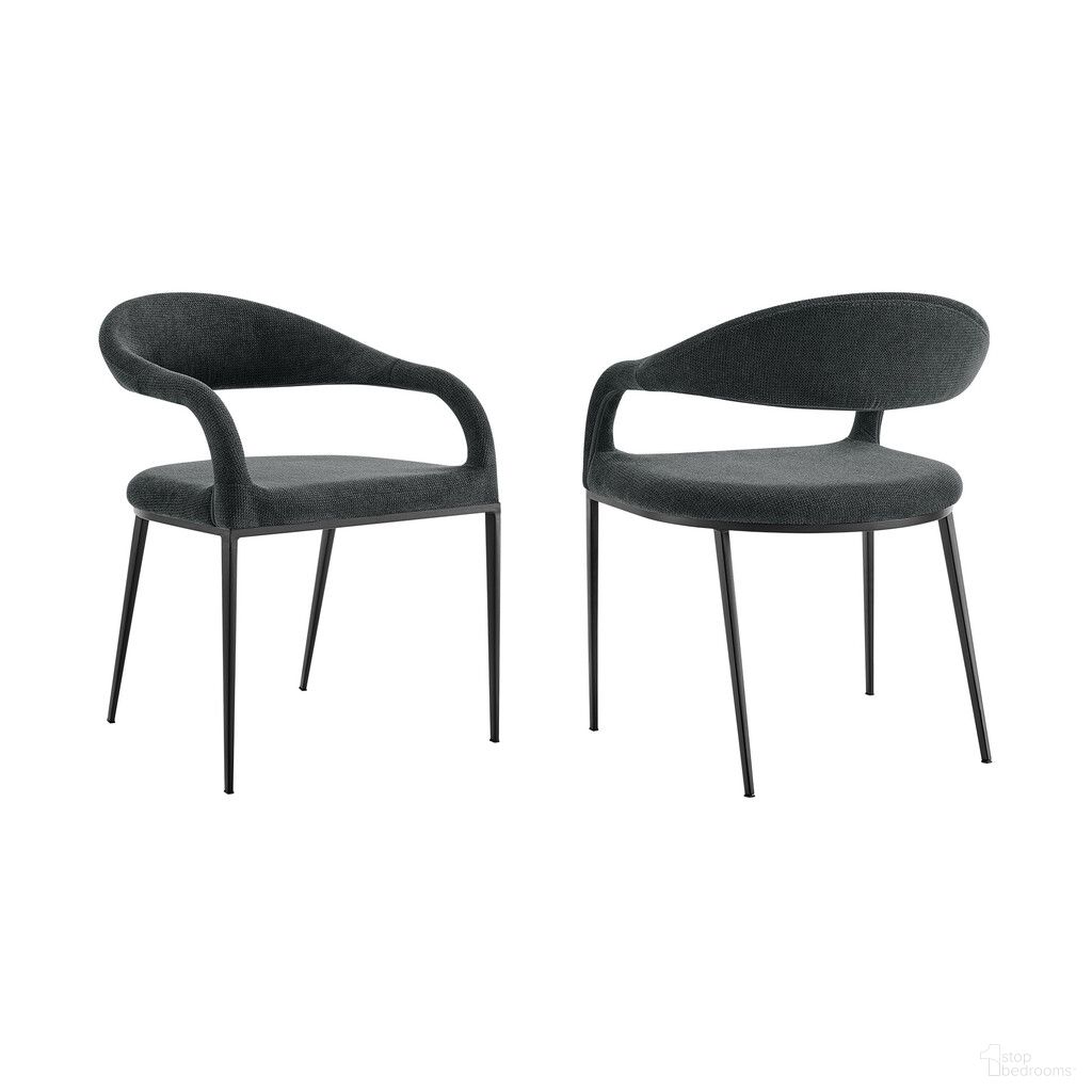 Upholstered Polyester Open Back Dining Arm Chairs Set of 2 In Gray and Black
