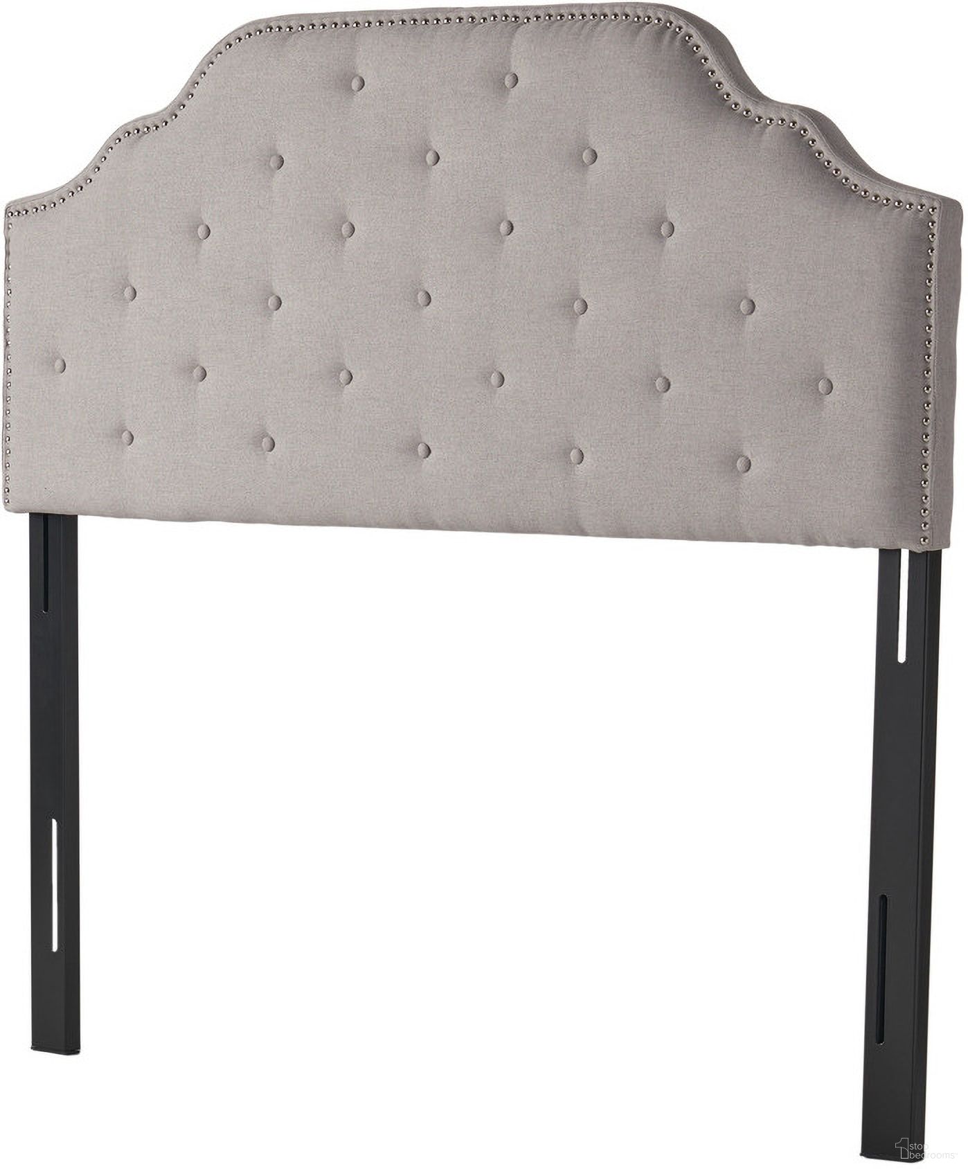 The appearance of Upholstered Queen/Full Headboard with Diamond Tufted and Nail Head Trim In Light Grey designed by Noble House in the modern / contemporary interior design. This light grey piece of furniture  was selected by 1StopBedrooms from  to add a touch of cosiness and style into your home. Sku: 57877.00LGRY. Material: Fabric. Bed Size: Queen.