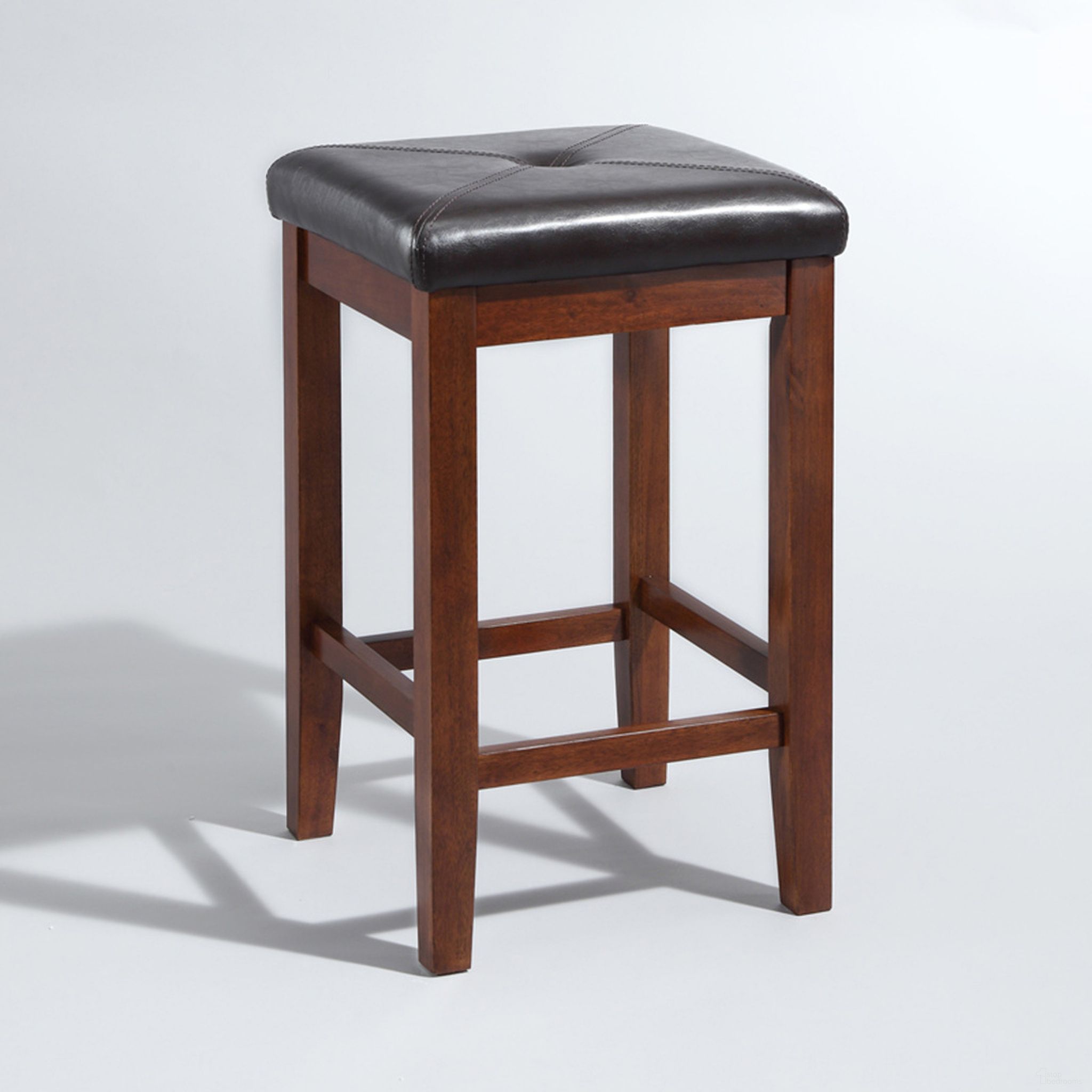 The appearance of Upholstered Square Seat 2 Piece Counter Height Barstool Set In Black and Mahogany designed by Crosley Brands in the traditional interior design. This black and mahogany piece of furniture was selected by 1StopBedrooms from Square Seat Collection to add a touch of cosiness and style into your home. Sku: CF500524-MA. Material: Solid Rubberwood.