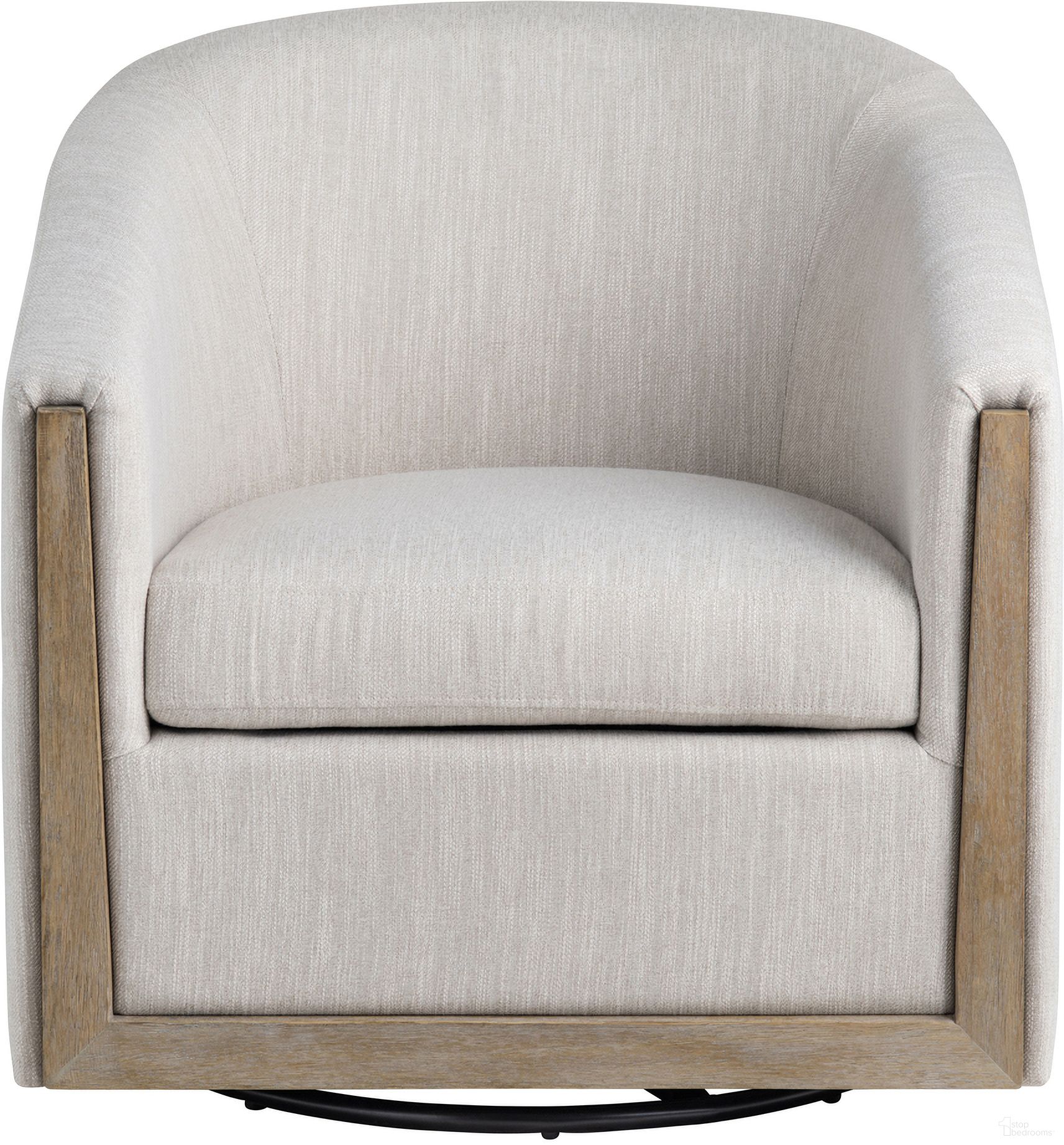 The appearance of Upholstered Swivel Accent Chair In Brown and Beige designed by Crestview Collection in the transitional interior design. This brown and beige piece of furniture  was selected by 1StopBedrooms from  to add a touch of cosiness and style into your home. Sku: CVFZR5135. Material: Linen.