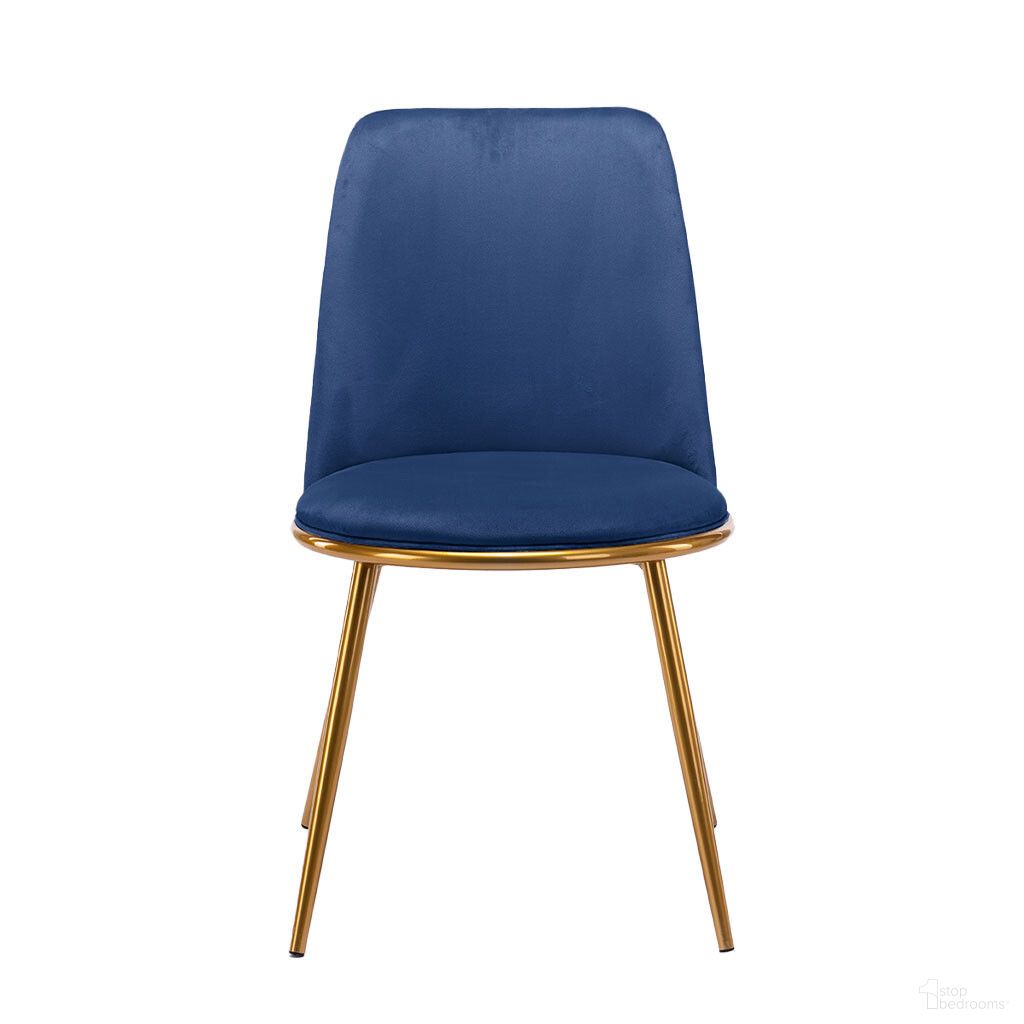 The appearance of Upholstered Velvet Dining Side Chair In Blue and Gold designed by Homeroots in the modern / contemporary interior design. This blue and gold piece of furniture  was selected by 1StopBedrooms from  to add a touch of cosiness and style into your home. Sku: 521275. Material: Velvet. Chair Type: Side Chair.