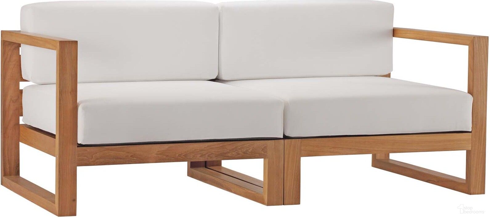 The appearance of Upland Outdoor Patio Teak Wood 2-Piece Sectional Sofa Loveseat In Natural White designed by Modway in the modern / contemporary interior design. This natural white piece of furniture  was selected by 1StopBedrooms from Upland Collection to add a touch of cosiness and style into your home. Sku: EEI-4123-NAT-WHI-N;EEI-4124-NAT-WHI-N. Material: Teak Wood.