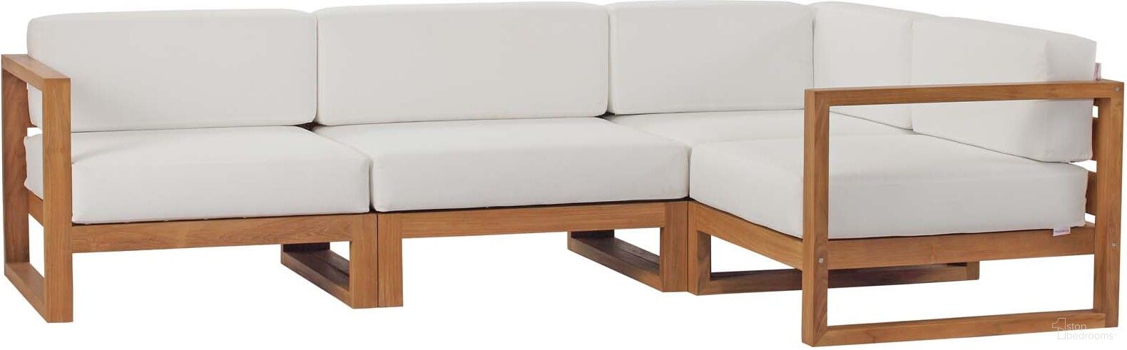 The appearance of Upland Outdoor Patio Teak Wood 4-Piece Sectional Sofa Set In Natural White designed by Modway in the modern / contemporary interior design. This natural white piece of furniture  was selected by 1StopBedrooms from Upland Collection to add a touch of cosiness and style into your home. Sku: EEI-4123-NAT-WHI-N;EEI-4124-NAT-WHI-N;EEI-4125-NAT-WHI-N;EEI-4126-NAT-WHI-N. Material: Teak Wood.