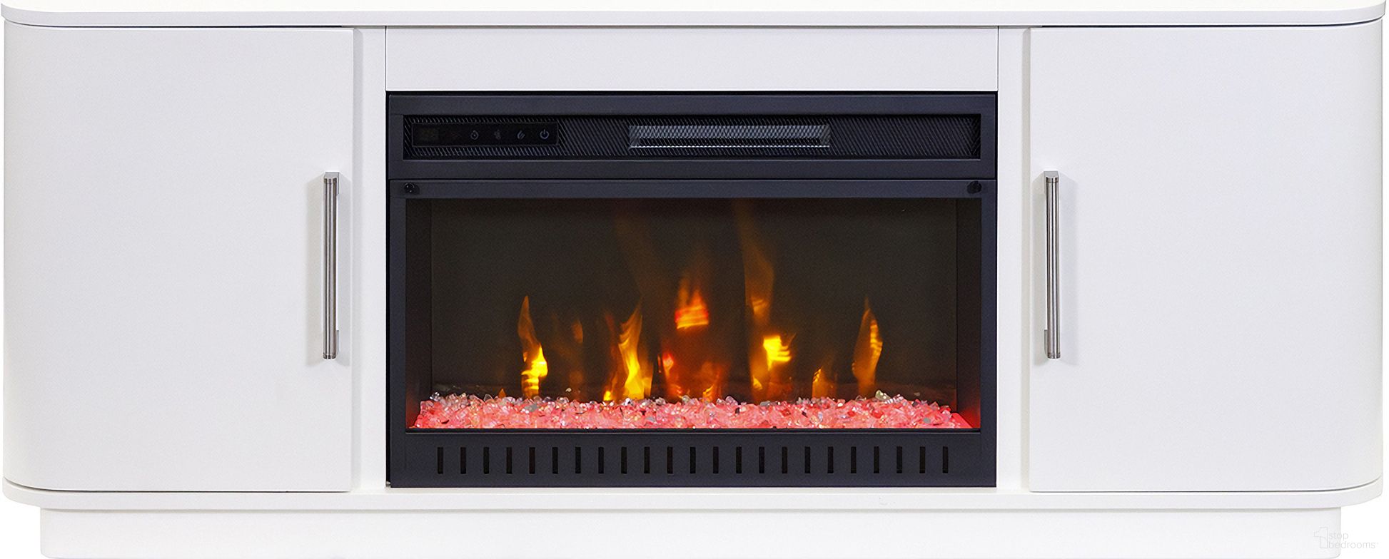 Uptown Modern 60" TV Stand with Fireplace Console In White