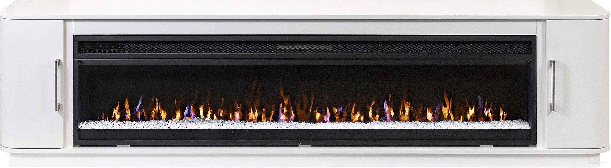 Uptown Modern 84" TV Stand with Fireplace Console In White