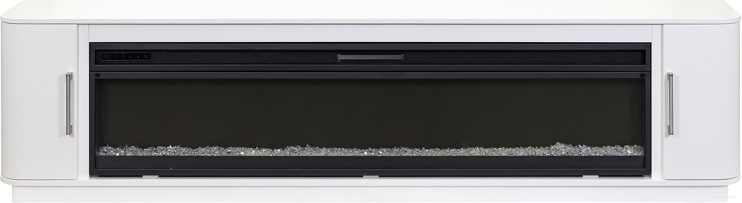 Uptown Modern 96" TV Stand with Fireplace Console In White