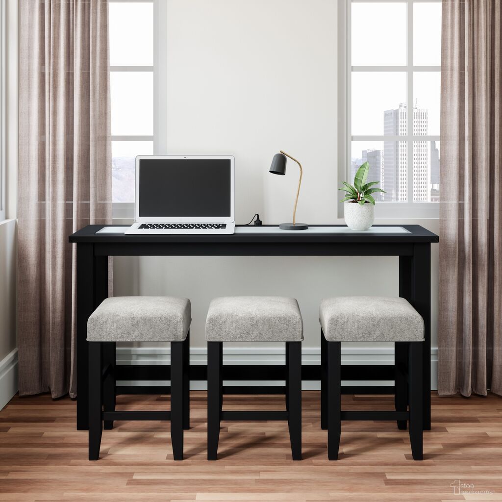 The appearance of Urban Icon 66 Inch 4 Piece Counter Height Dining Table Set with USB Charging In Black designed by Jofran in the modern / contemporary interior design. This black piece of furniture  was selected by 1StopBedrooms from Urban Icon Collection to add a touch of cosiness and style into your home. Sku: 2001-66. Material: Acacia.