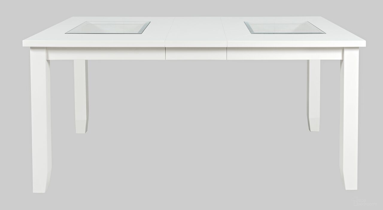 The appearance of Urban Icon 66 Inch Extension Glass Inlay Dining Table In White designed by Jofran in the modern / contemporary interior design. This white piece of furniture was selected by 1StopBedrooms from Urban Icon Collection to add a touch of cosiness and style into your home. Sku: 2003-66. Table Base Style: Legs. Table Top Shape: Rectangular. Size: 39" x 66". Material: Acacia.