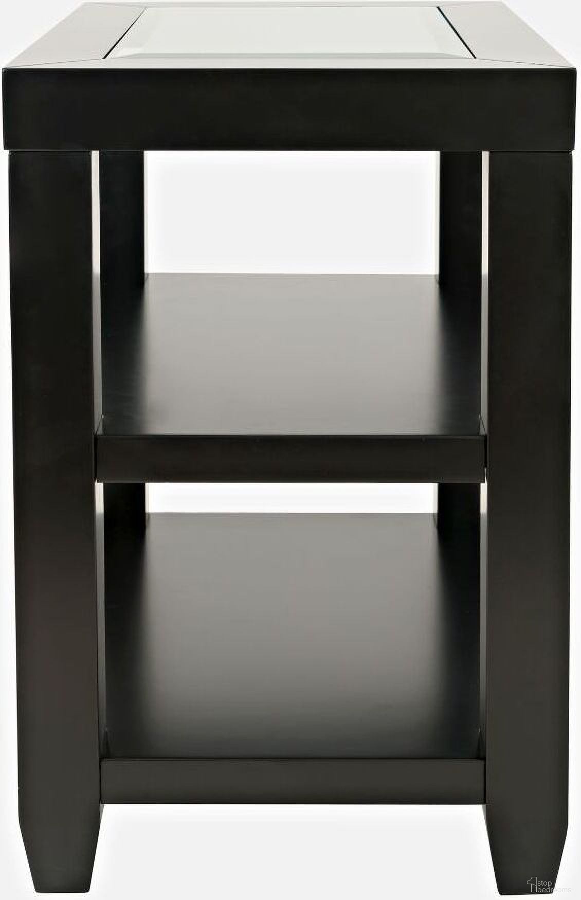 The appearance of Urban Icon Glass Inlay Chair Side End Table with Storage In Black designed by Jofran in the modern / contemporary interior design. This black piece of furniture  was selected by 1StopBedrooms from Urban Icon Collection to add a touch of cosiness and style into your home. Sku: 2001-7. Material: Acacia.