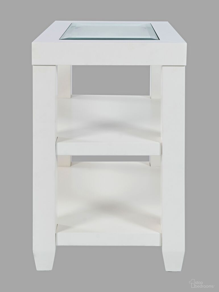 The appearance of Urban Icon Glass Inlay Chair Side End Table with Storage In White designed by Jofran in the modern / contemporary interior design. This white piece of furniture was selected by 1StopBedrooms from Urban Icon Collection to add a touch of cosiness and style into your home. Sku: 2000-7. Material: Acacia.