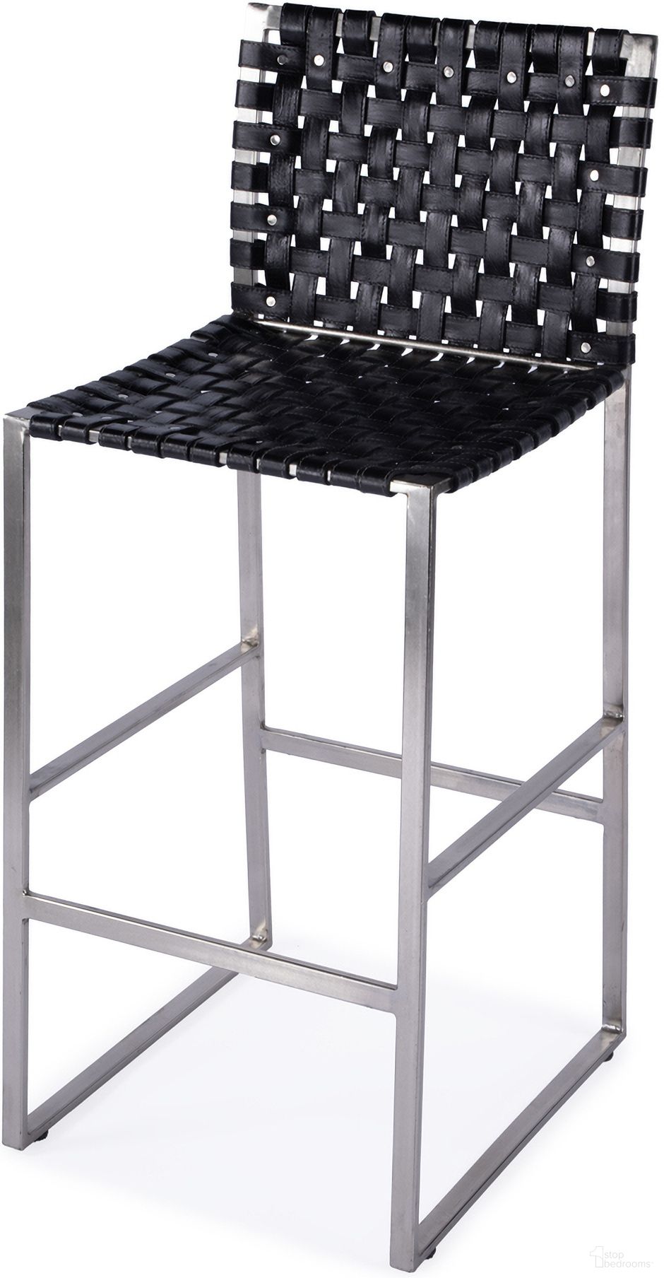 The appearance of Urban Woven Leather Rectangular 28 Inch Barstool In Black designed by Butler Specialty Company in the industrial interior design. This black piece of furniture was selected by 1StopBedrooms from Urban Collection to add a touch of cosiness and style into your home. Sku: 5445034. Material: Iron.