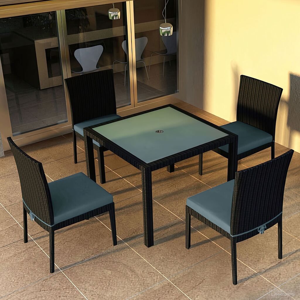 The appearance of Urbana 5 Piece Dining Set In Cast Lagoon and Coffee Bean designed by Harmonia Living in the modern / contemporary interior design. This cast lagoon/coffee bean piece of furniture was selected by 1StopBedrooms from Urbana Collection to add a touch of cosiness and style into your home. Sku: HL-URBN-CB-5DS-CL. Table Base Style: Legs. Table Top Shape: Square. Material: Polyethylene.