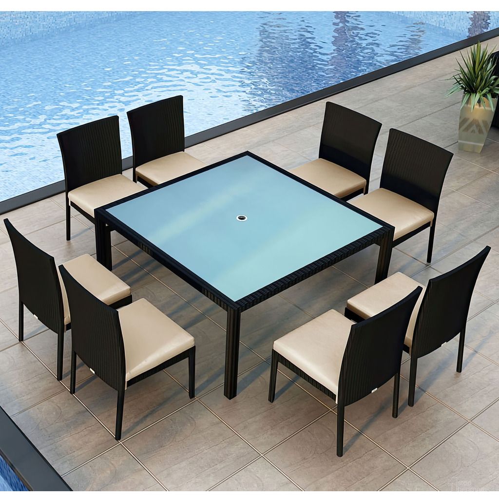 The appearance of Urbana 9 Piece Square Dining Set In Canvas Flax and Coffee Bean designed by Harmonia Living in the modern / contemporary interior design. This canvas flax/coffee bean piece of furniture was selected by 1StopBedrooms from Urbana Collection to add a touch of cosiness and style into your home. Sku: HL-URBN-CB-9SDS-CF. Table Base Style: Legs. Table Top Shape: Square. Material: Polyethylene.