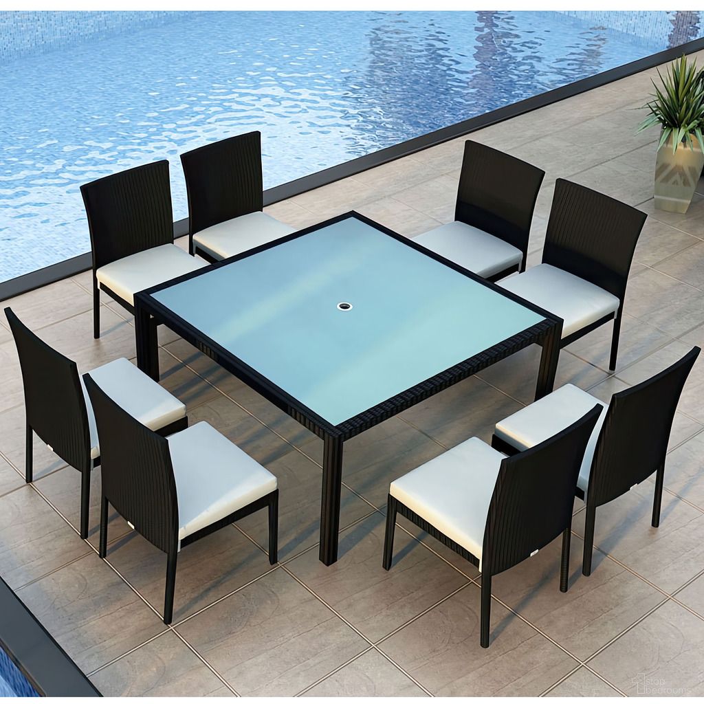 Urbana 9 Piece Square Dining Set In Canvas Natural and Coffee Bean