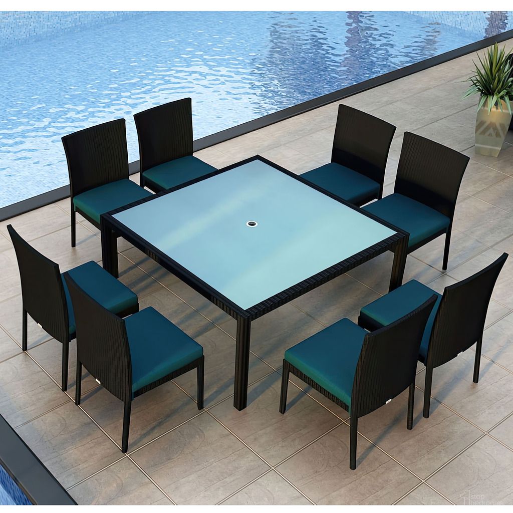 The appearance of Urbana 9 Piece Square Dining Set In Spectrum Peacock and Coffee Bean designed by Harmonia Living in the modern / contemporary interior design. This spectrum peacock/coffee bean piece of furniture was selected by 1StopBedrooms from Urbana Collection to add a touch of cosiness and style into your home. Sku: HL-URBN-CB-9SDS-PC. Table Base Style: Legs. Table Top Shape: Square. Material: Polyethylene.