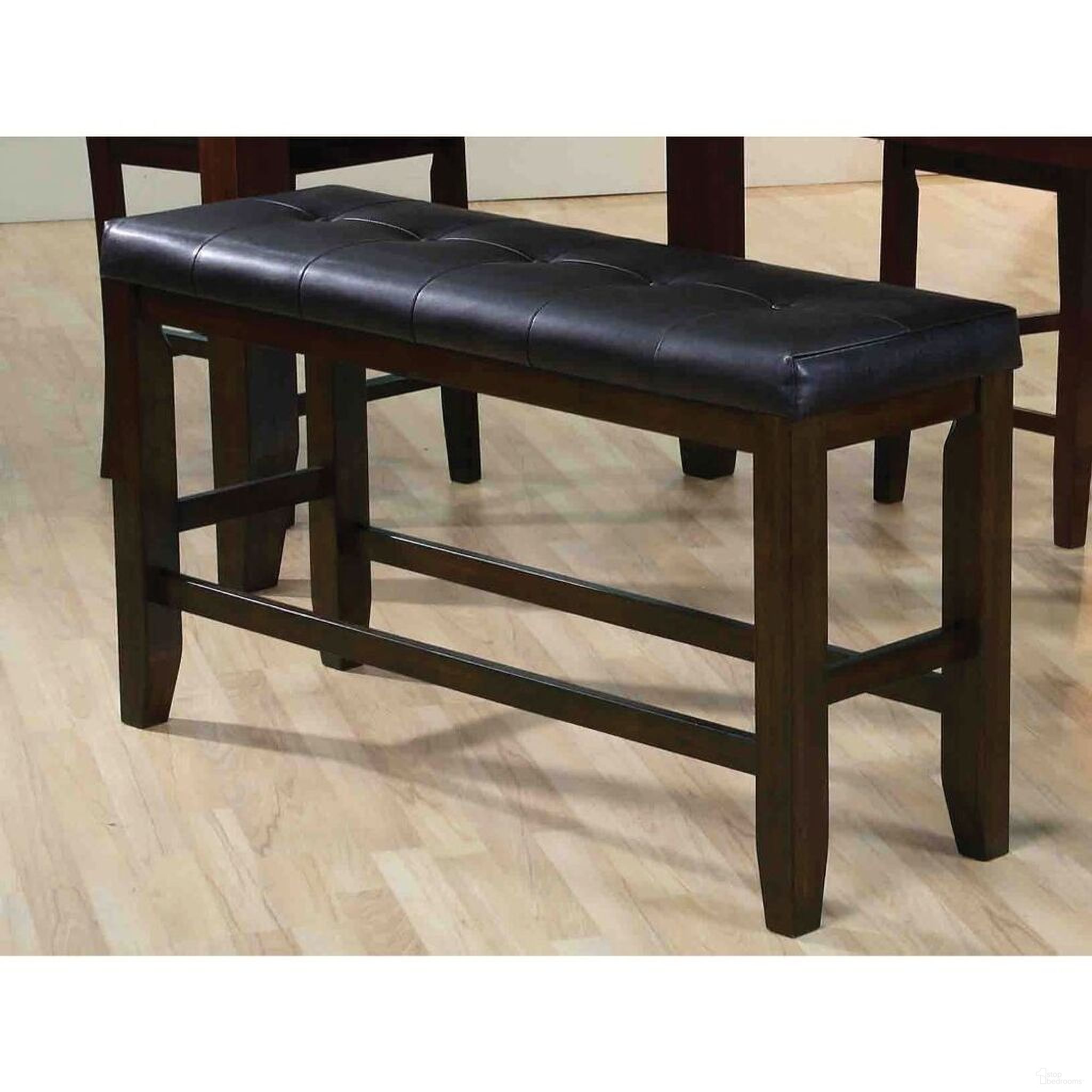 The appearance of Urbana Counter Height Bench In Black Synthetic Leather and Espresso designed by ACME in the transitional interior design. This black and espresso piece of furniture was selected by 1StopBedrooms from Urbana Collection to add a touch of cosiness and style into your home. Sku: 74634. Material: Wood.